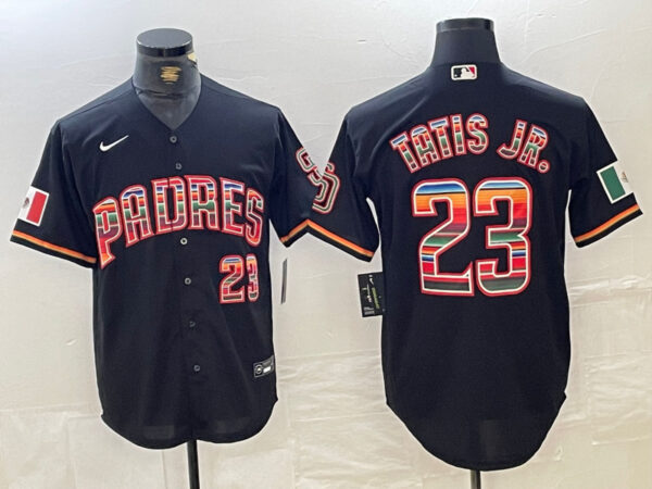 Men's San Diego Padres #23 Fernando Tatis Jr. Mexico Black Cool Base Stitched Baseball jerseys