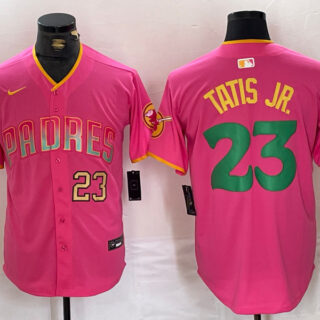 Men's San Diego Padres #23 Fernando Tatis Jr. Pink Cool Base Stitched Baseball Jerseys