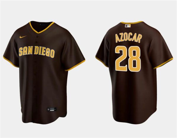 Men's San Diego Padres #28 José Azócar Brown Cool Base Stitched Jersey