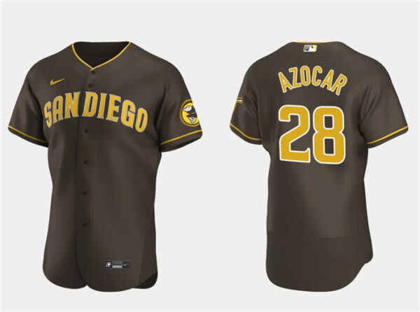 Men's San Diego Padres #28 José Azócar Brown Flex Base Stitched Baseball Jersey