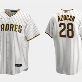 Men's San Diego Padres #28 José Azócar White Cool Base Stitched Jersey