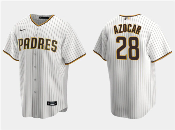 Men's San Diego Padres #28 José Azócar White Cool Base Stitched Jersey