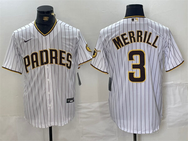 Youth San Diego Padres #3 Jackson Merrill White Cool Base Stitched Baseball Jersey