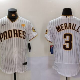 Men's San Diego Padres #3 Jackson Merrill white Cool Base Stitched Baseball Jerseys