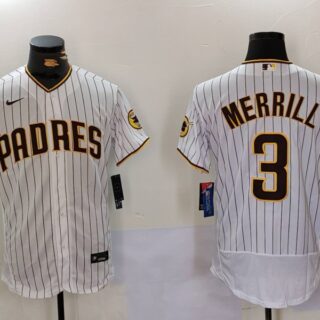 Men's San Diego Padres #3 Jackson Merrill white Cool Base Stitched Baseball Jerseys