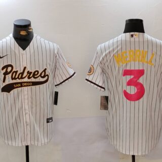 Men's San Diego Padres #3 Jackson Merrill white Cool Base Stitched Baseball Jerseys