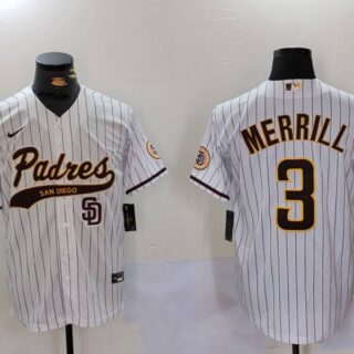 Men's San Diego Padres #3 Jackson Merrill white Cool Base Stitched Baseball Jerseys