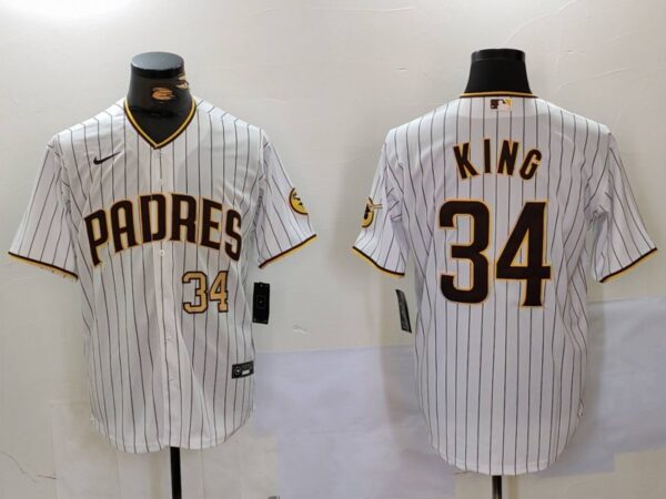 Men's San Diego Padres #34 Michael King White Cool Base Stitched Baseball Jerseys