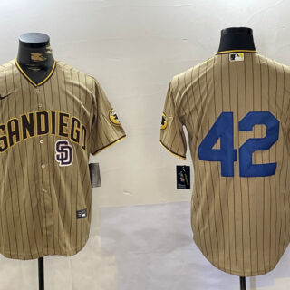 Men's San Diego Padres #42 Jackie Robinson Tan Cool Base Stitched Baseball Jerseys