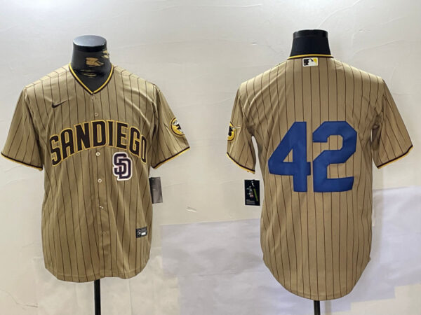 Men's San Diego Padres #42 Jackie Robinson Tan Cool Base Stitched Baseball Jerseys