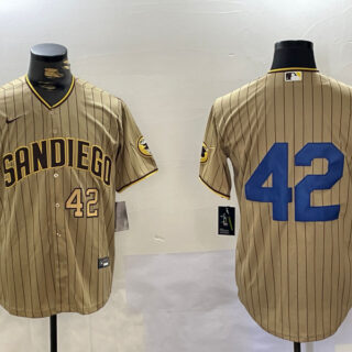 Men's San Diego Padres #42 Jackie Robinson Tan Cool Base Stitched Baseball Jerseys