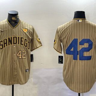 Men's San Diego Padres #42 Jackie Robinson Tan Cool Base Stitched Baseball Jerseys