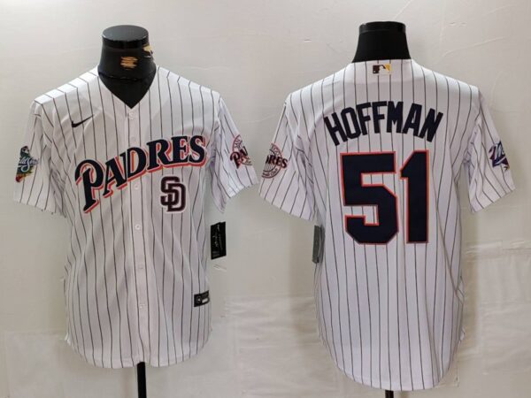 Men's San Diego Padres #51 Trevor Hoffman White 1998 World Series Cool Base Stitched Baseball Jerseys