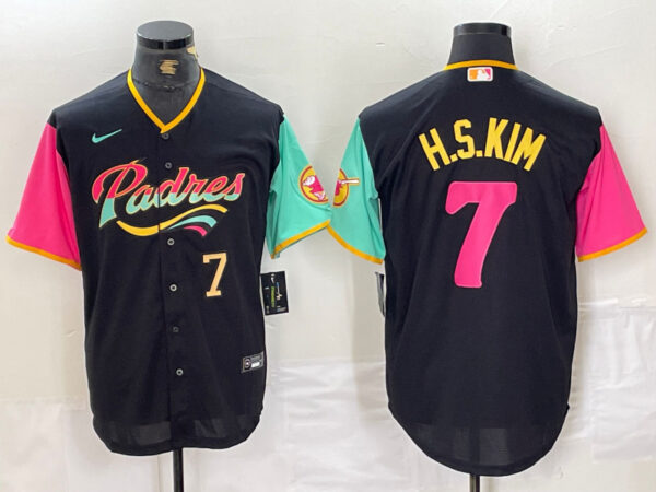 Men's San Diego Padres #7 Ha-Seong Kim Black City Connect Cool Base Stitched Baseball Jersey