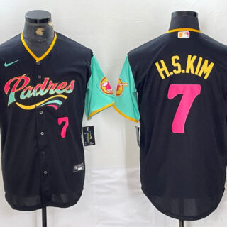 Men's San Diego Padres #7 Ha-Seong Kim Black City Connect Cool Base Stitched Baseball Jersey