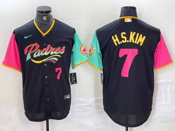 Men's San Diego Padres #7 Ha-Seong Kim Black City Connect Cool Base Stitched Baseball Jersey