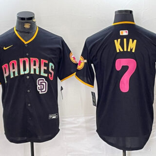 Men's San Diego Padres #7 Ha-Seong Kim Black Cool Base Stitched Baseball Jerseys