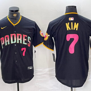 Men's San Diego Padres #7 Ha-Seong Kim Black Cool Base Stitched Baseball Jerseys