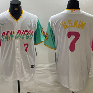 Men's San Diego Padres #7 Ha-Seong Kim White City Connect Cool Base Stitched Baseball Jerseys