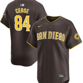 Men's San Diego Padres #84 Dylan Cease Brown 2024 Away Limited Stitched Baseball Jersey