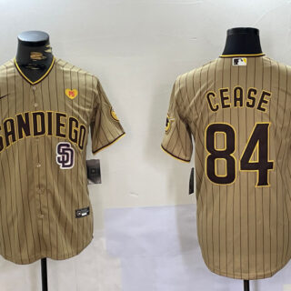 Men's San Diego Padres #84 Dylan Cease Tan Cool Base Stitched Baseball Jerseys
