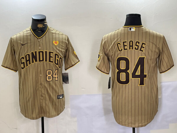 Men's San Diego Padres #84 Dylan Cease Tan Cool Base Stitched Baseball Jerseys