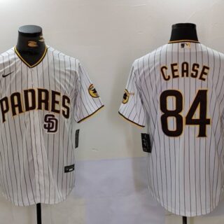 Men's San Diego Padres #84 Dylan Cease White Cool Base Stitched Baseball Jerseys