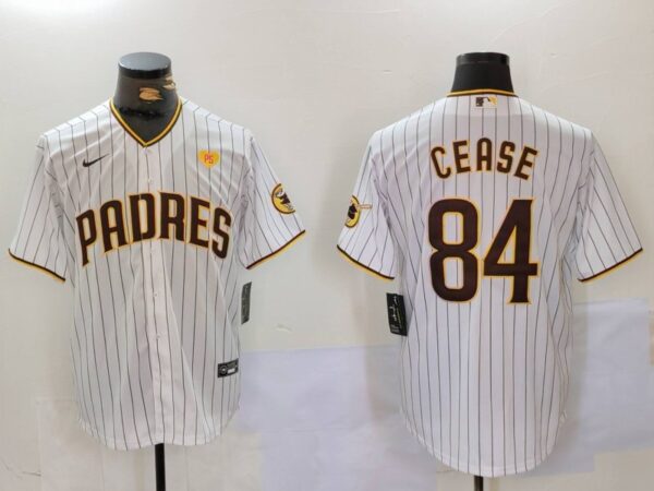 Men's San Diego Padres #84 Dylan Cease White Cool Base Stitched Baseball Jerseys