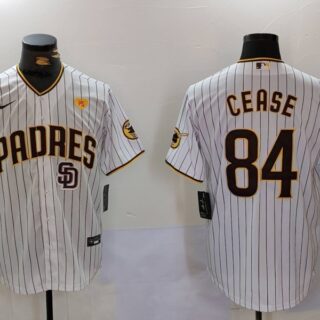 Men's San Diego Padres #84 White With PS Patch Cool Base Stitched Baseball Jersey