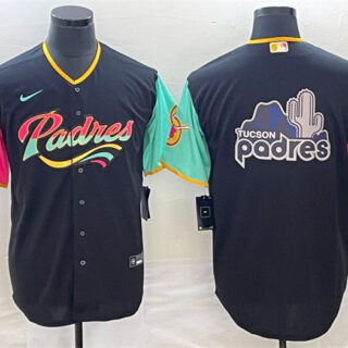 Men's San Diego Padres Black Team Big Logo City Connect Cool Base Stitched Baseball Jersey