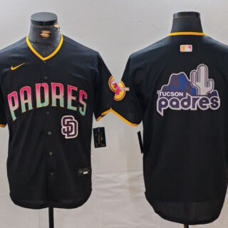 Men's San Diego Padres Black Team Big Logo Cool Base Stitched Baseball Jerseys