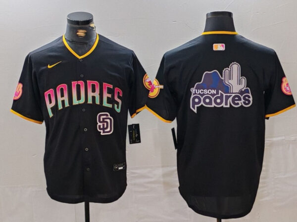 Men's San Diego Padres Black Team Big Logo Cool Base Stitched Baseball Jerseys