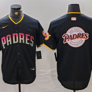 Men's San Diego Padres Black Team Big Logo Cool Base Stitched Baseball JerseyS