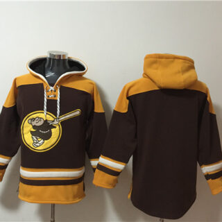 Men's San Diego Padres Blank Brown Yellow Ageless Must-Have Lace-Up Pullover Hoodie
