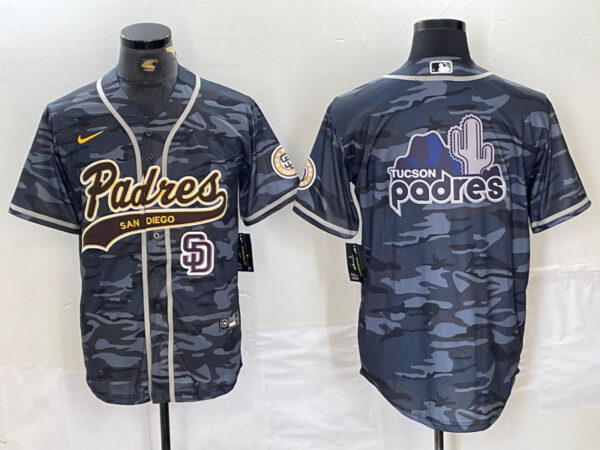 Men's San Diego Padres Blank Gray Camo Cool Base Stitched Baseball Jersey