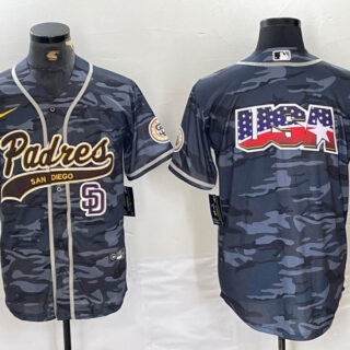 Men's San Diego Padres Blank Gray Camo Cool Base Stitched Baseball Jersey