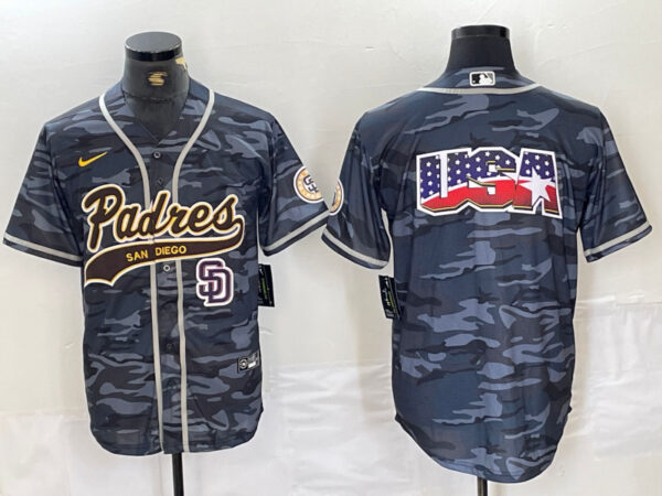 Men's San Diego Padres Blank Gray Camo Cool Base Stitched Baseball Jersey
