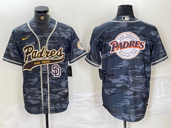 Men's San Diego Padres Blank Gray Camo Cool Base Stitched Baseball Jersey