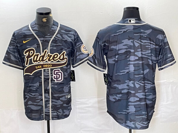 Men's San Diego Padres Blank Gray Camo Cool Base Stitched Baseball Jersey