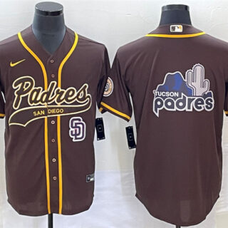 Men's San Diego Padres Brown Big Logo In Back Cool Base Stitched Baseball Jersey