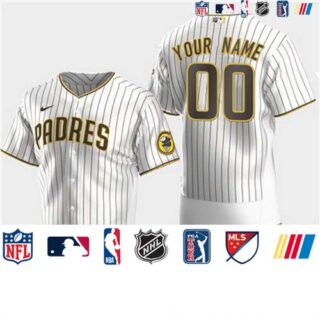 Men's San Diego Padres Custom Alternate White Brown Flexbase Jersey