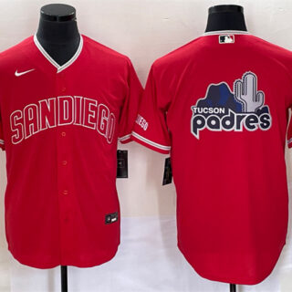 Men's San Diego Padres Red Team Big Logo Cool Base With Patch Stitched Baseball Jerseys