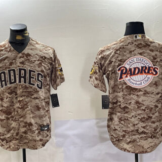 Men's San Diego Padres Tan Camo Team Big Logo Cool Base Stitched Baseball Jersey