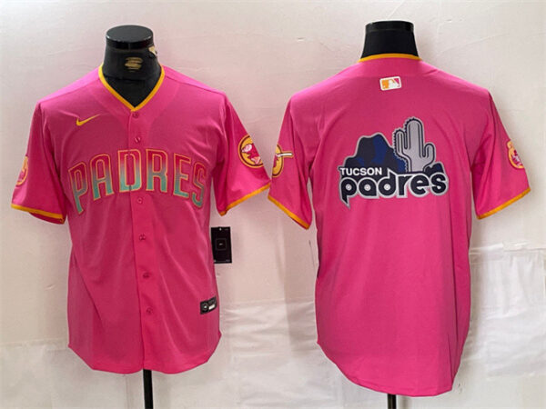 Men's San Diego Padres Team Big Logo Pink Cool Base Stitched Baseball Jerseys