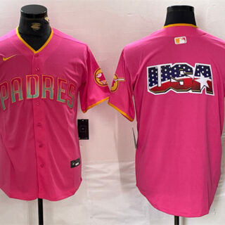 Men's San Diego Padres Team Big Logo Pink Cool Base Stitched Baseball Jerseys
