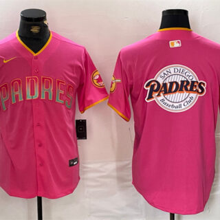 Men's San Diego Padres Team Big Logo Pink Cool Base Stitched Baseball Jersey