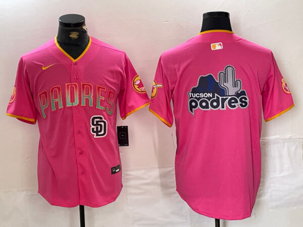 Men's San Diego Padres Team Big Logo Pink Cool Base Stitched Baseball Jerseys