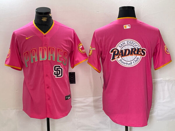 Men's San Diego Padres Team Big Logo Pink Cool Base Stitched Baseball Jerseys