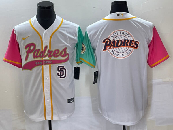 Men's San Diego Padres White Team Big Logo City Connect Cool Base With Patch Stitched Baseball Jersey