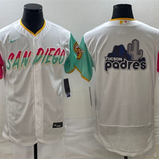 Men's San Diego Padres White Team Big Logo City Connect Flex Base Stitched Baseball Jersey